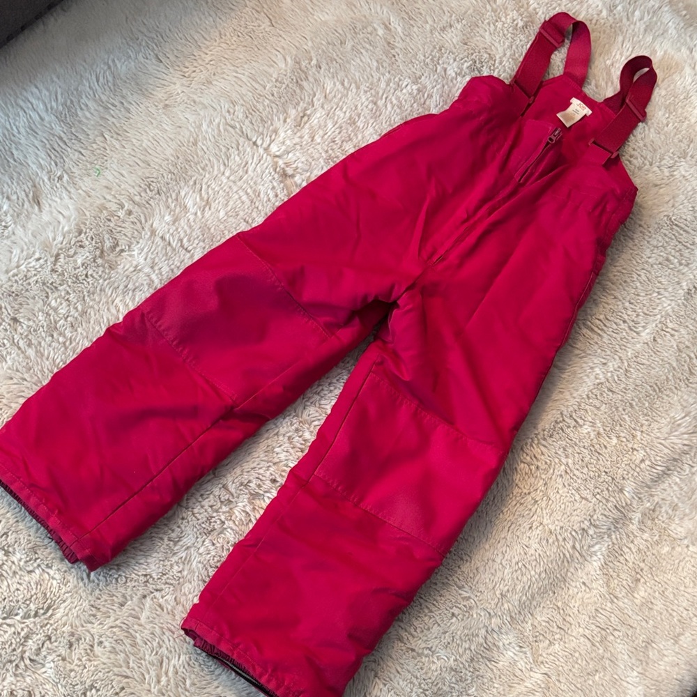 Girls snow pants girls 10/12 Pink / Red Snow Bib Overalls